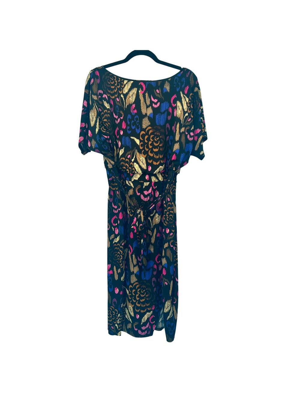 Kensie Multicolor Black Belted Midi Dress Size XXL
